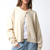 Button Front Cardigan - Oatmeal, Women's Tops Collection