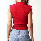 Sleeveless Shoulder Pad Top