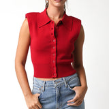 Sleeveless Shoulder Pad Top