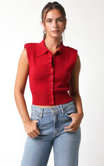 Sleeveless Shoulder Pad Top