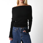 Off The Shoulder Sweater - black, womens sweater collection