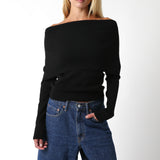 Off The Shoulder Sweater - black, womens sweater collection