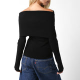 Off The Shoulder Sweater - black, womens sweater collection