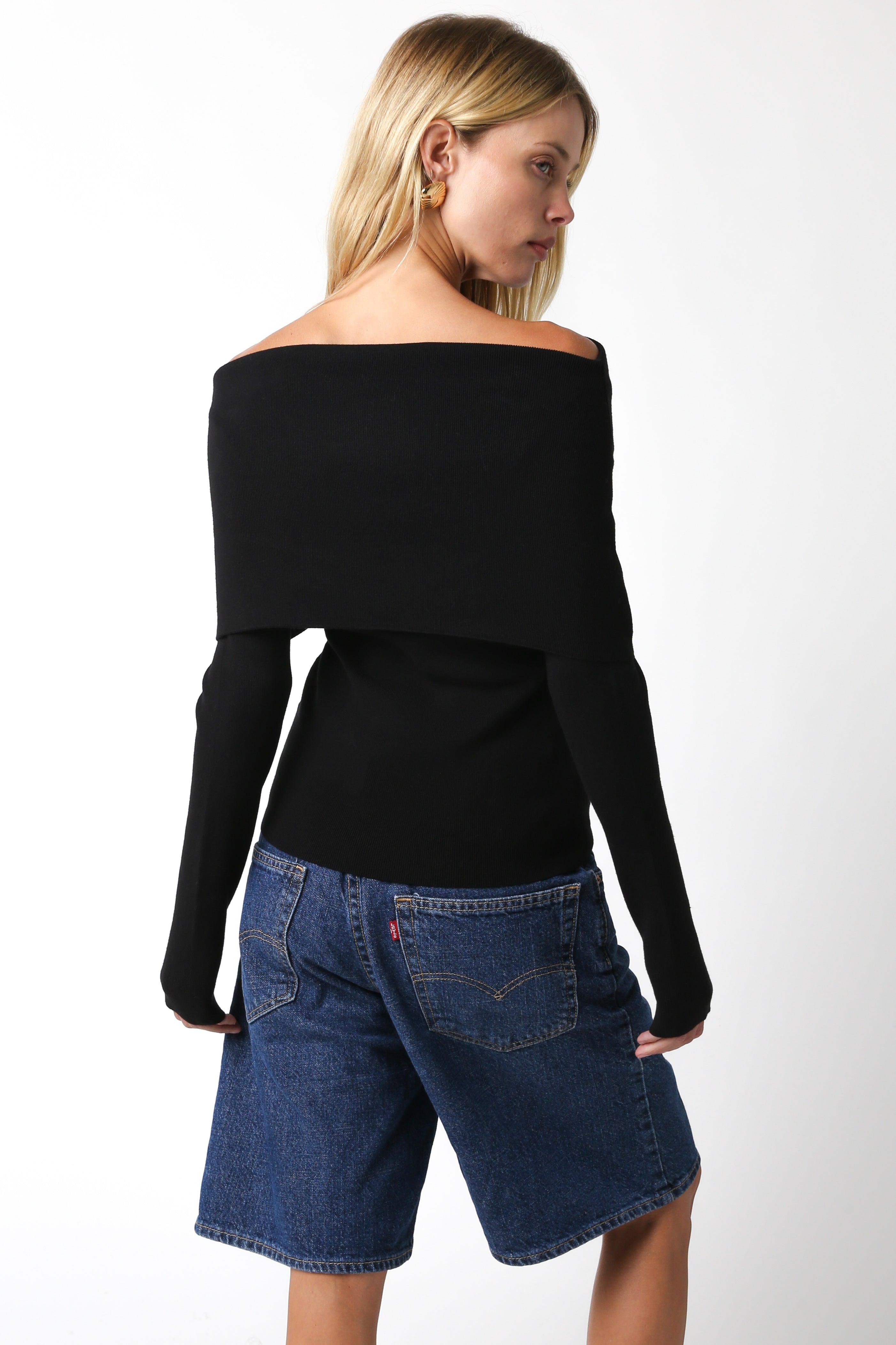 Off The Shoulder Sweater - black, womens sweater collection