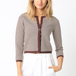 Striped Cropped Cardigan - brown/cream, womens cardigan collection