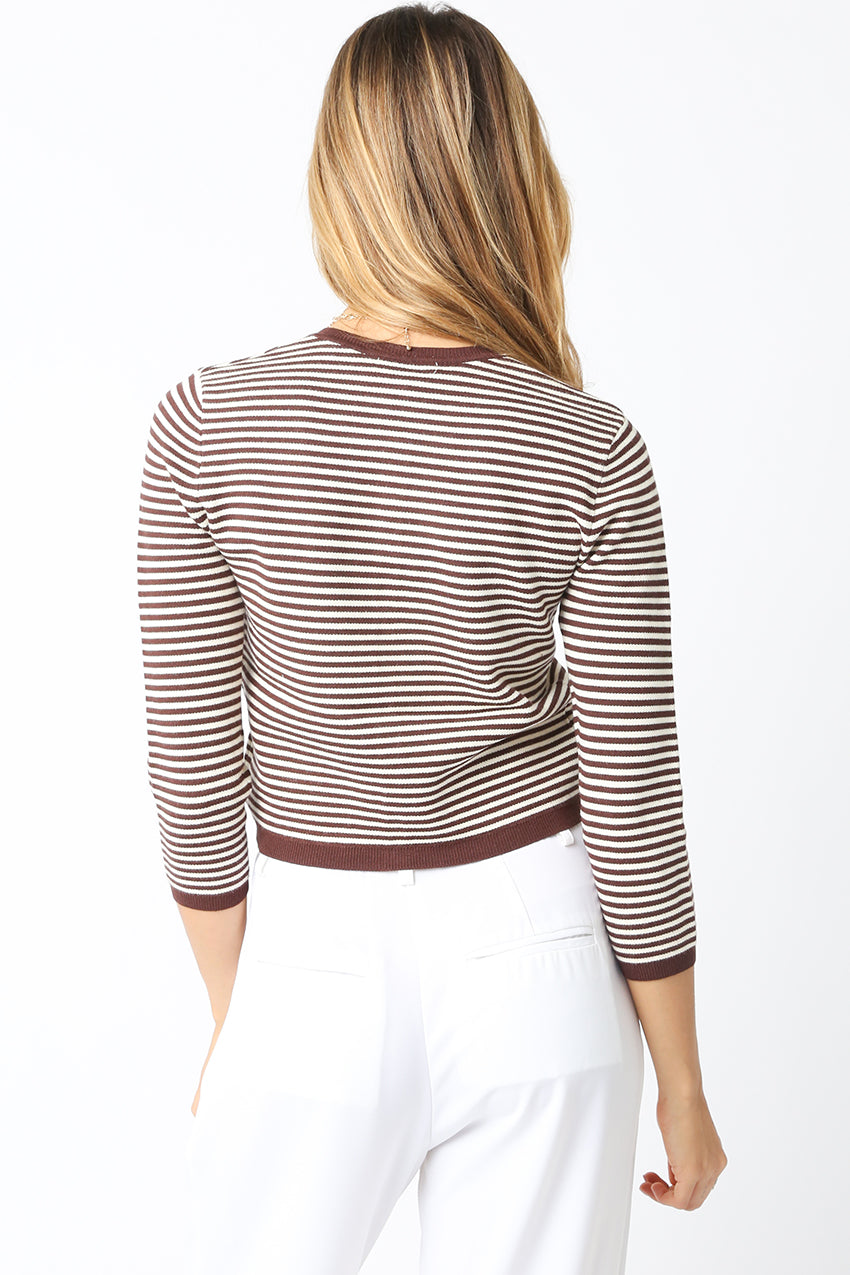 Striped Cropped Cardigan - brown/cream, womens cardigan collection