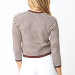Striped Cropped Cardigan - brown/cream, womens cardigan collection