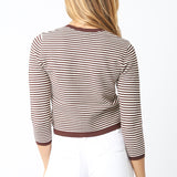 Striped Cropped Cardigan - brown/cream, womens cardigan collection
