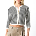 Striped Cropped Cardigan - black/cream, womens cardigan collection