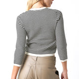 Striped Cropped Cardigan - black/cream, womens cardigan collection