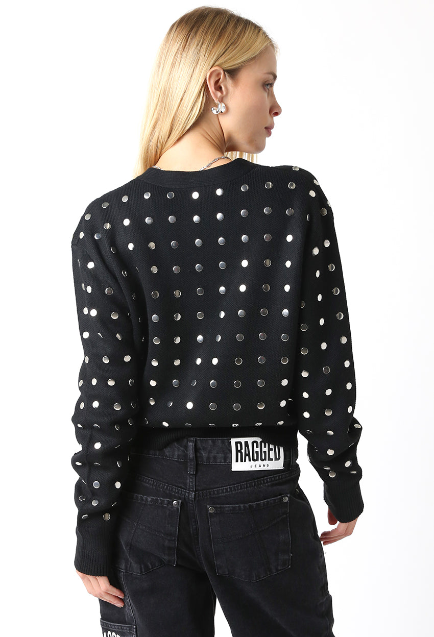 Stud Cardigan - black, womens cardigan collection