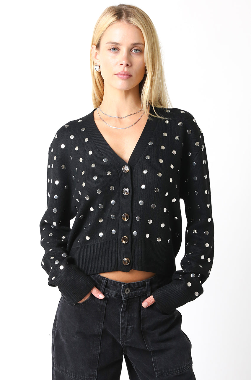 Stud Cardigan - black, womens cardigan collection