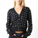 Stud Cardigan - black, womens cardigan collection
