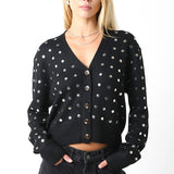 Stud Cardigan - black, womens cardigan collection