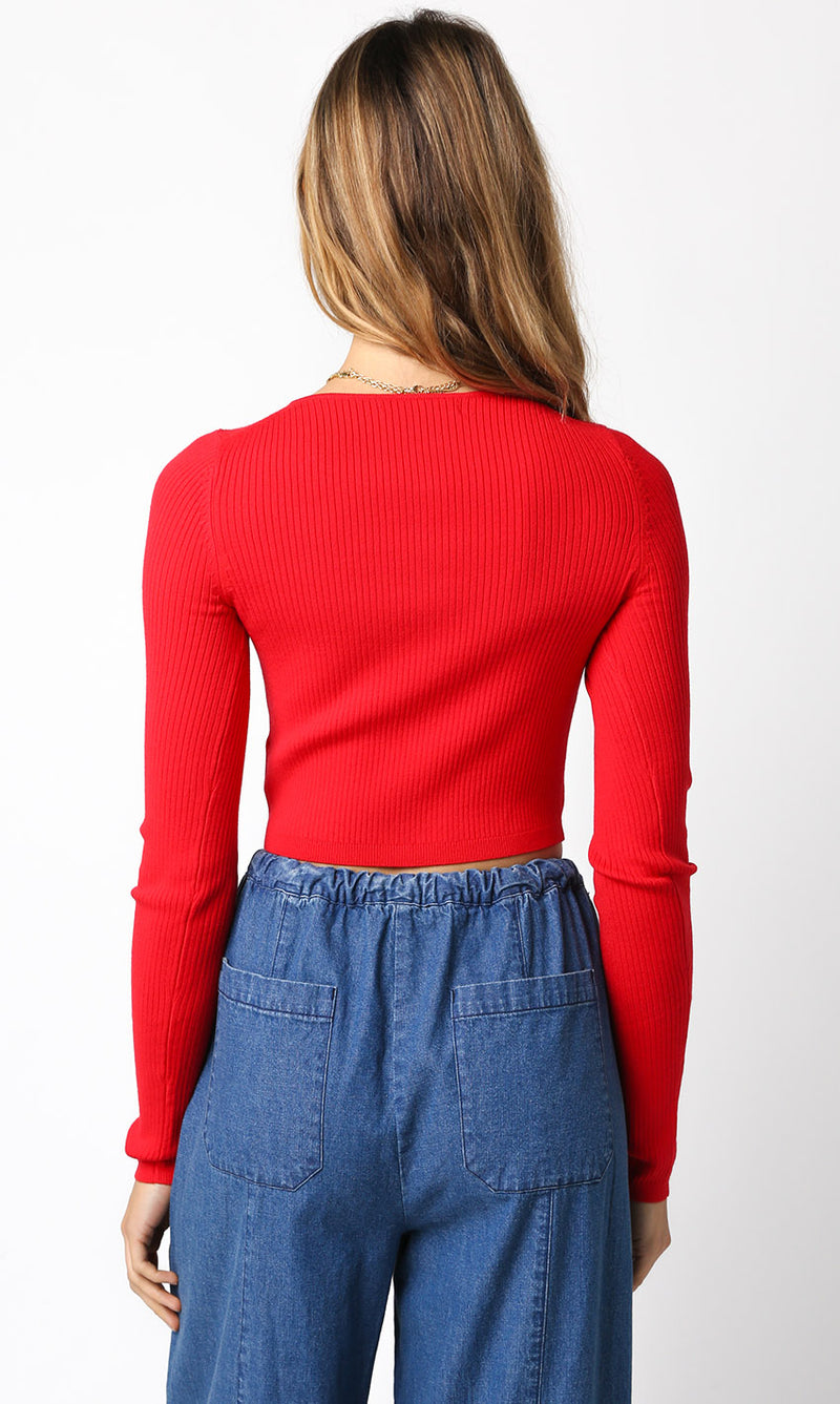 Cropped Rib Button Down Sweater