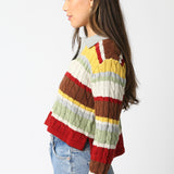 Stripe Collar Sweater - multi striped, womens sweater collection