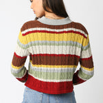 Stripe Collar Sweater - multi striped, womens sweater collection