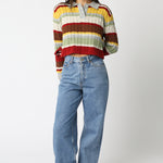 Stripe Collar Sweater - multi striped, womens sweater collection