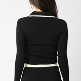 Button Front Top With Contrast Collar