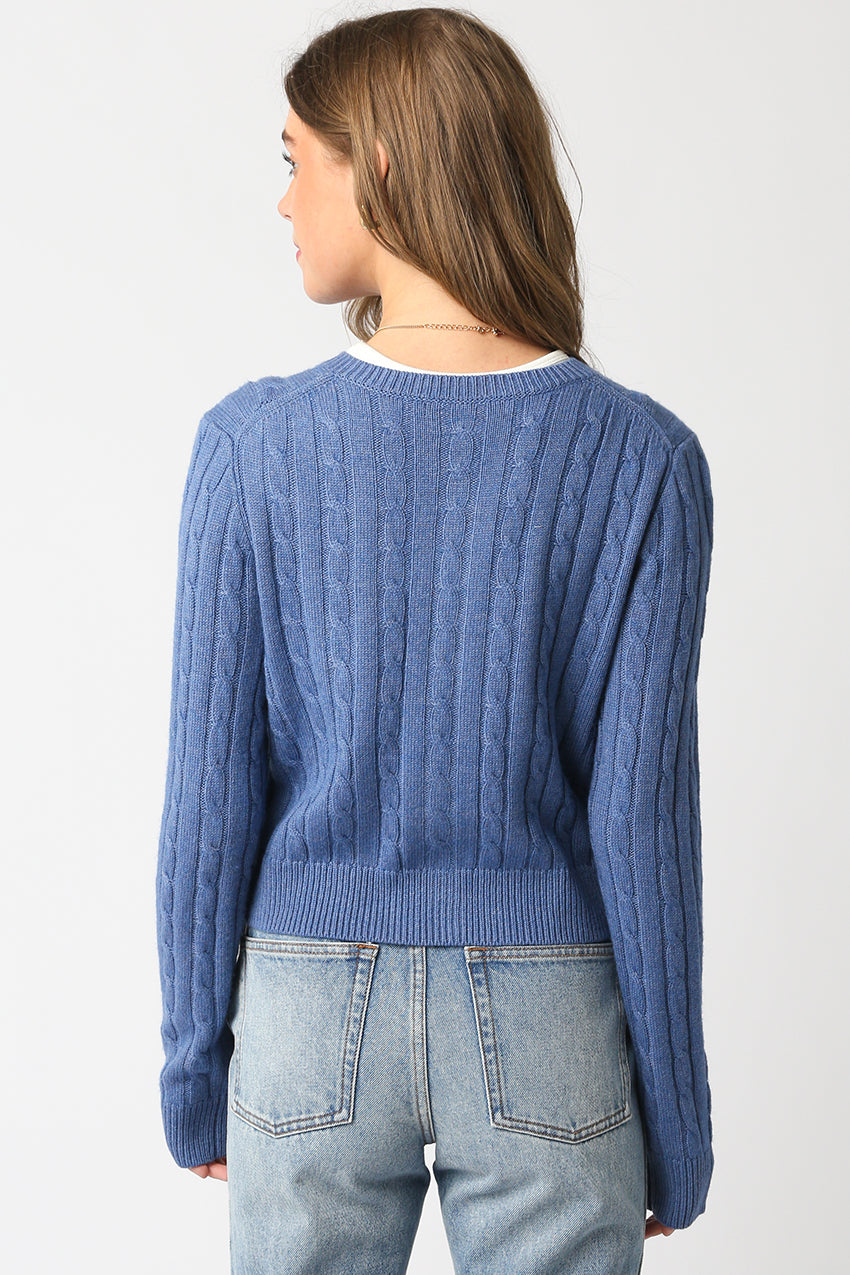 Cable Knit Cardigan - dusty blue, womens cardigan collection