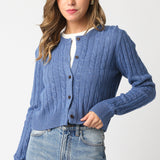 Cable Knit Cardigan - dusty blue, womens cardigan collection
