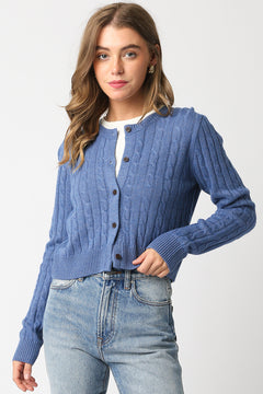 Cable Knit Cardigan - dusty blue, womens cardigan collection
