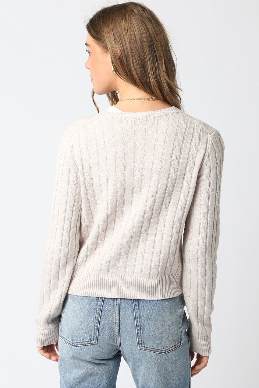 Cable Knit Cardigan - ecru womens cardigan collection