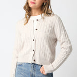 Cable Knit Cardigan - ecru womens cardigan collection