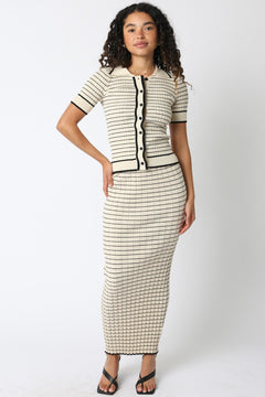 Stripe Top And Skirt Set