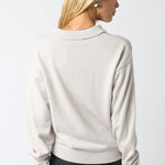 Long Sleeve Collared Soft Sweater - ecru, womens sweater collection