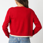 Cardigan With Two Tone Trim - scarlet/oatmeal, womens cardigan collection