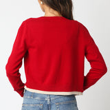 Cardigan With Two Tone Trim - scarlet/oatmeal, womens cardigan collection