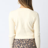 Ribbed Cardigan With Gold Buttons - cream, womens cardigan collection