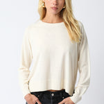 Light Crew Neck Sweater - cream, womens sweater collection
