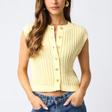 Sleeveless Knit Button Up