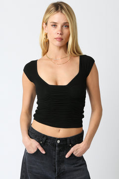 Scrunched Cap Sleeve Top