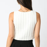 Sleeveless Round Neck Top - white, womens top collection