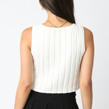 Sleeveless Round Neck Top - white, womens top collection