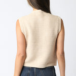 Gold Button Front Vest - cream, womens top collection