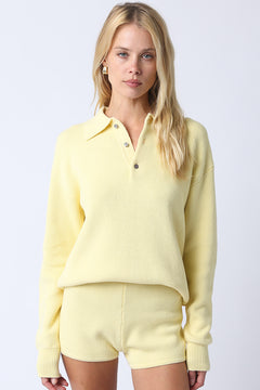 Collared Three Button Sweater