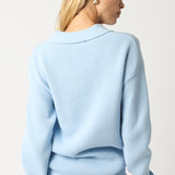 Collared Three Button Sweater