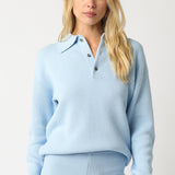 Collared Three Button Sweater