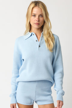 Collared Three Button Sweater