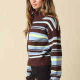 Stripe Collared Sweater With Zip