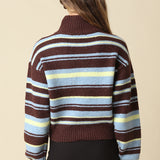 Stripe Collared Sweater With Zip