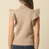 Ruffle Sleeve Mock Neck Sweater