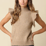 Ruffle Sleeve Mock Neck Sweater