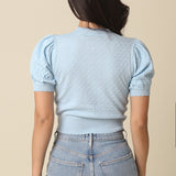 Puff Shoulder Button Down Sweater