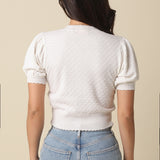 Puff Shoulder Button Down Sweater