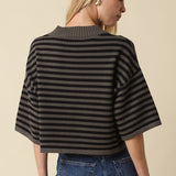 Quarter Sleeve Stripe Sweater